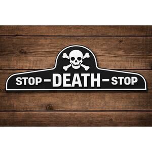 Billups Train Crossing Signal Sign STOP DEATH Skull Railroad Railway Warning